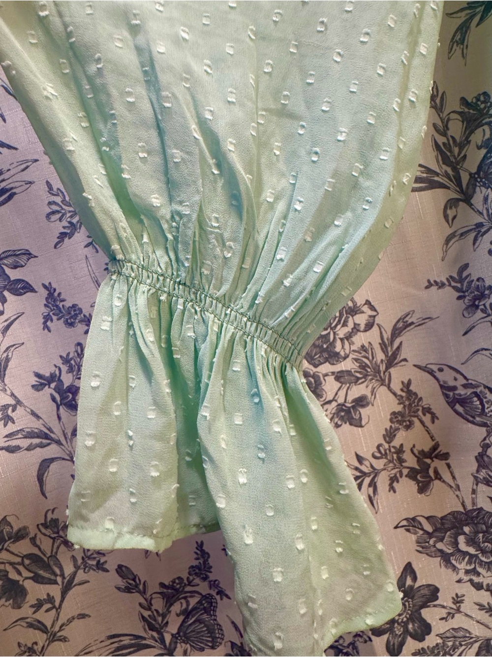 Kimchi Blue Mint Sheer Swiss Dot Ruffle Tie-Front Babydoll Top - Picture 4 of 12